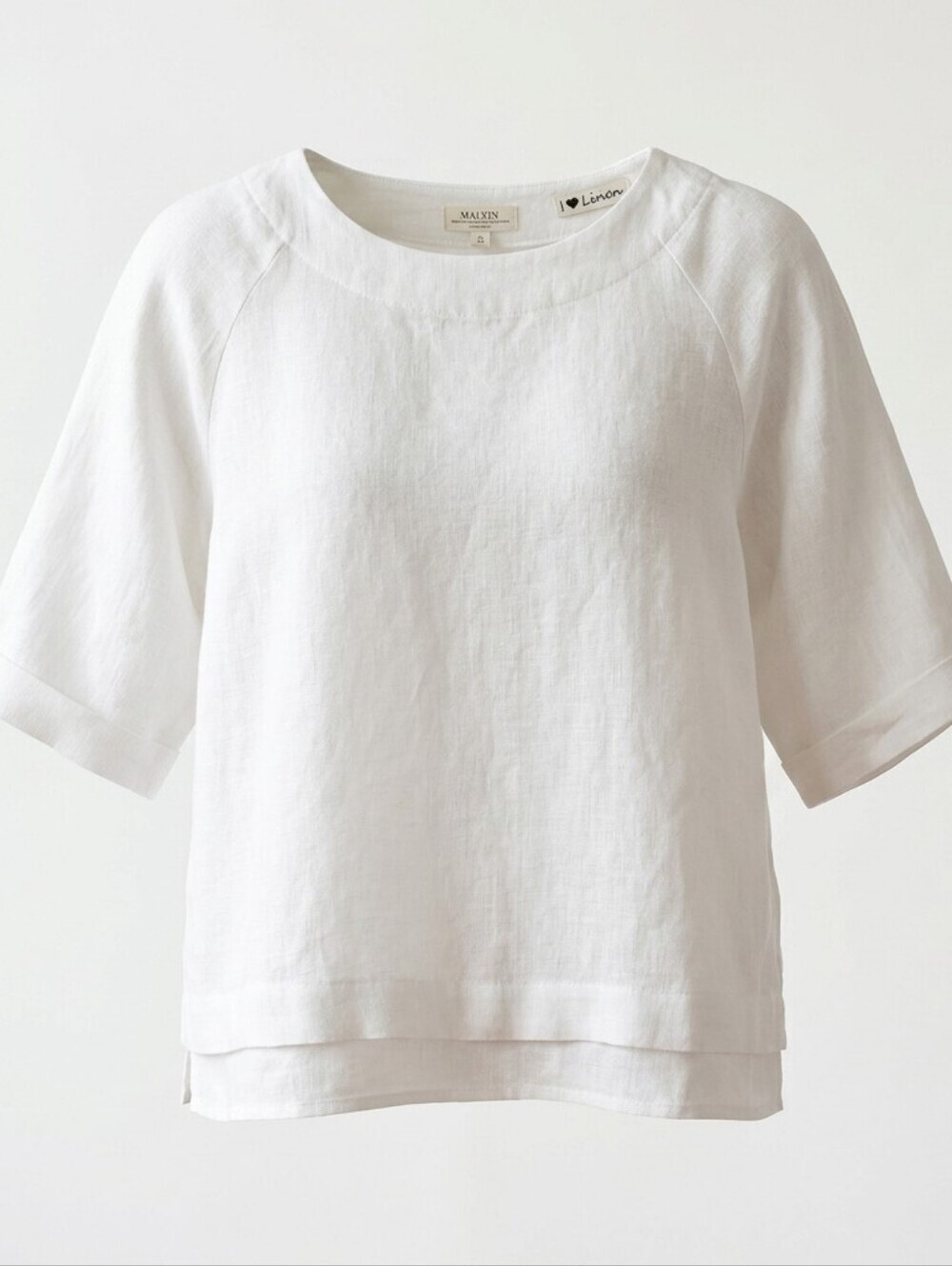 Malvin Hamburg Germany White Linen Top Blouse Sz.L Boho Coastal Lagenlook Boxy